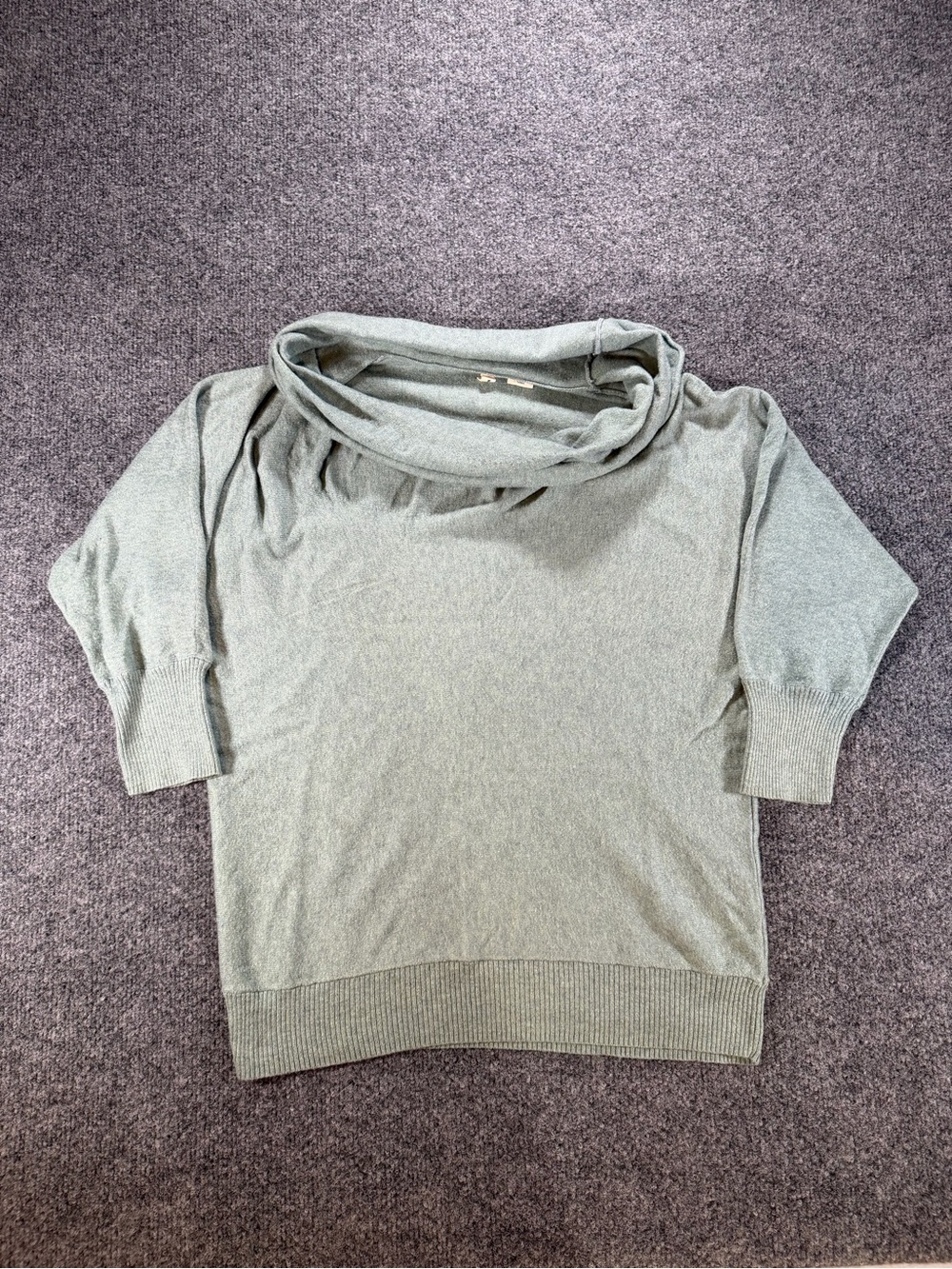 Anthropologie Moth Womans Light Sage Cowl Neck Sweater 3/4 Sleeve Sz M